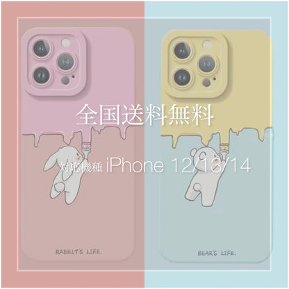 iPhone用マット電話アニマルケース 12 13 14用　保護携帯電話ケース