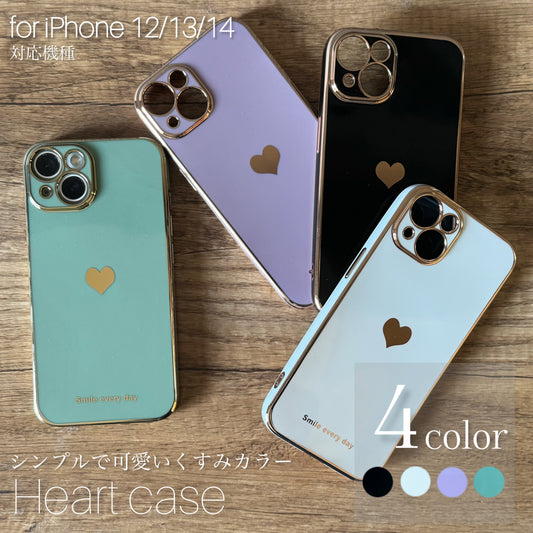 iPhone12/13/14対応 スマホケース 韓国 ハート かわいい キラキラ ゴールド メッキ風 おしゃれ 耐衝撃 カバー