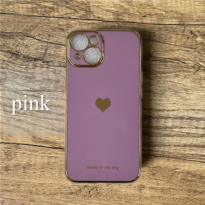 iPhone12/13/14対応 スマホケース 韓国 ハート かわいい キラキラ ゴールド メッキ風 おしゃれ 耐衝撃 カバー