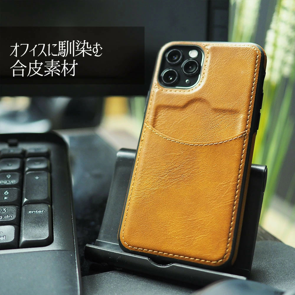 【送料無料】iPhoneケース スマホケース iPhone11 iPhone11Pro iPhone12 iPhone13 韓国 レザー調 カード収納 背面収納 ポケット シンプル メンズ レディース