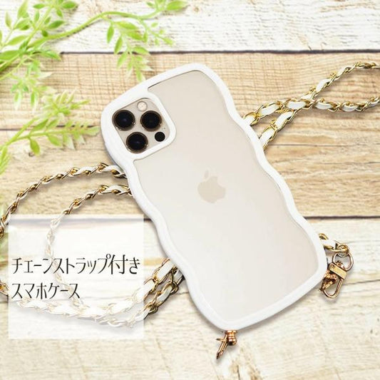 【送料無料】スマホ ショルダー ケース チェーン付 iPhone11 iPhone11Pro iPhone12 iPhone12Pro iPhone13 韓国 肩掛け 透明 シリコン 薄型 耐衝撃 かわいい アイフォン