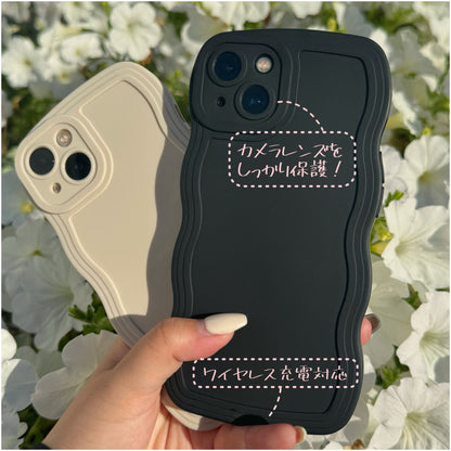 送料無料 iPhone12 13 14 スマホケース なみなみ シリコン 韓国 かわいい 波 ウェーブ おしゃれ 衝撃吸収 うねうね シンプル くすみカラー 雲